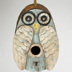 Decorative Blue Owl Birdhouse 8 IN x 3.75 IN x 5.5 IN